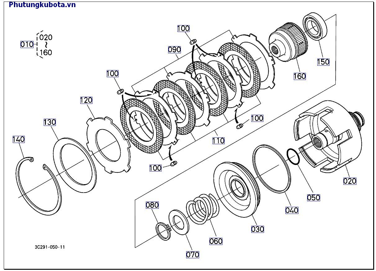 BỘ LY HỢP PTO ( NHỮNG BỘ PHẬN CẤU THÀNH CŨ 50001 -.85182)