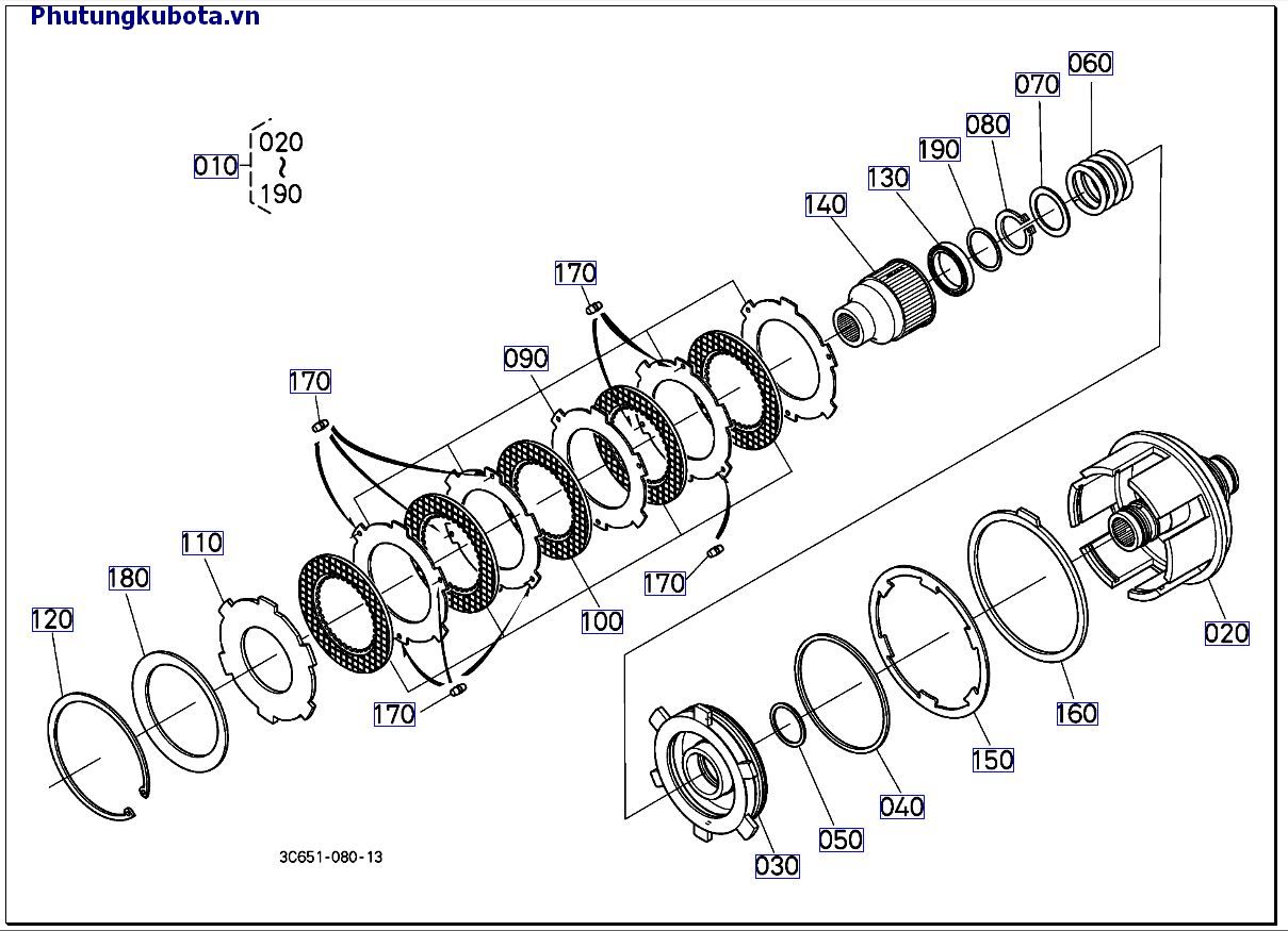 BỘ LY HỢP PTO ( NHỮNG BỘ PHẬN CÁU THÀNH CŨ 85183 - 89999)