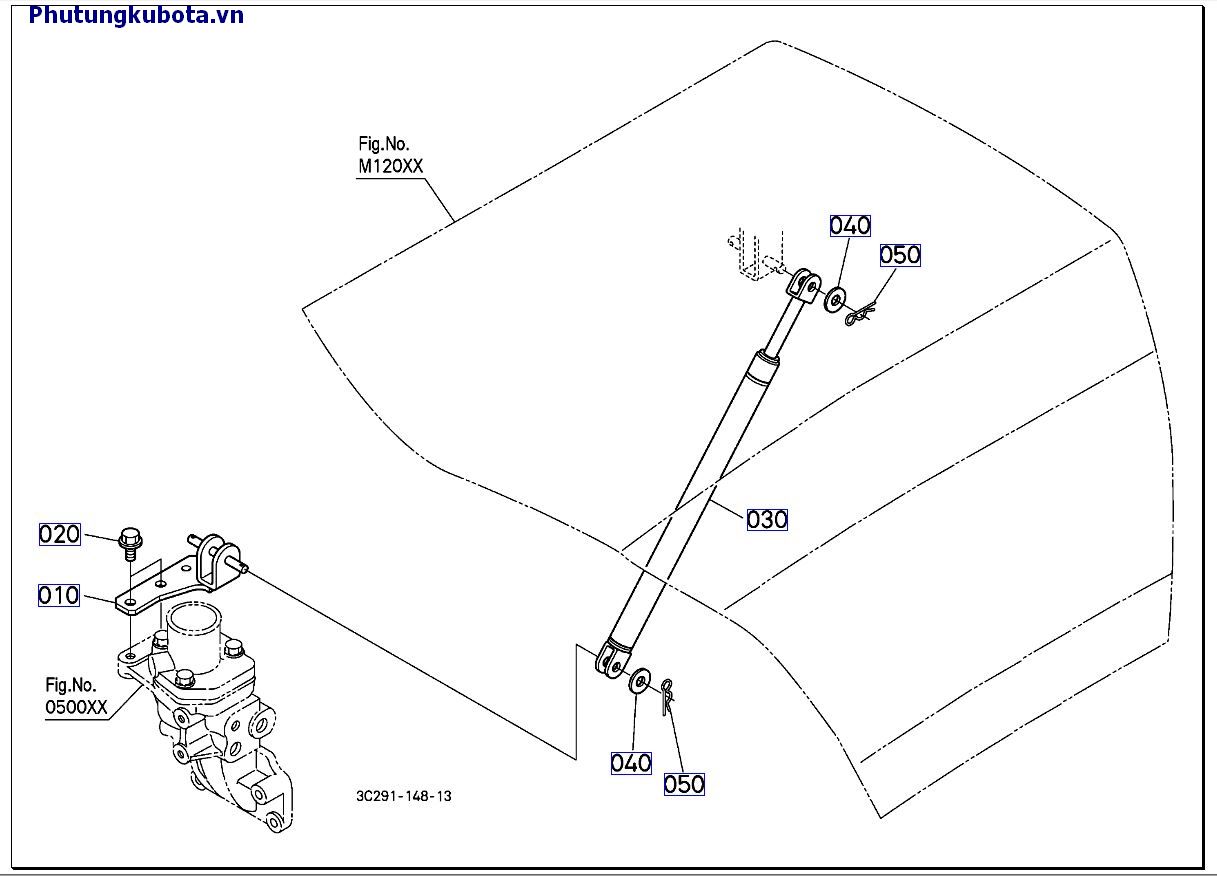 BỘ GIẢM SÓC MUI/ NẮP CABO CŨ 50001-89999